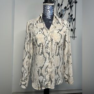 Express button up snakeskin print blouse Small